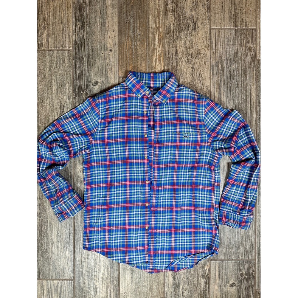 Vineyard Vines‎ Mens Medium Slim Fit Tucker Shirt Plaid Button Down Blue